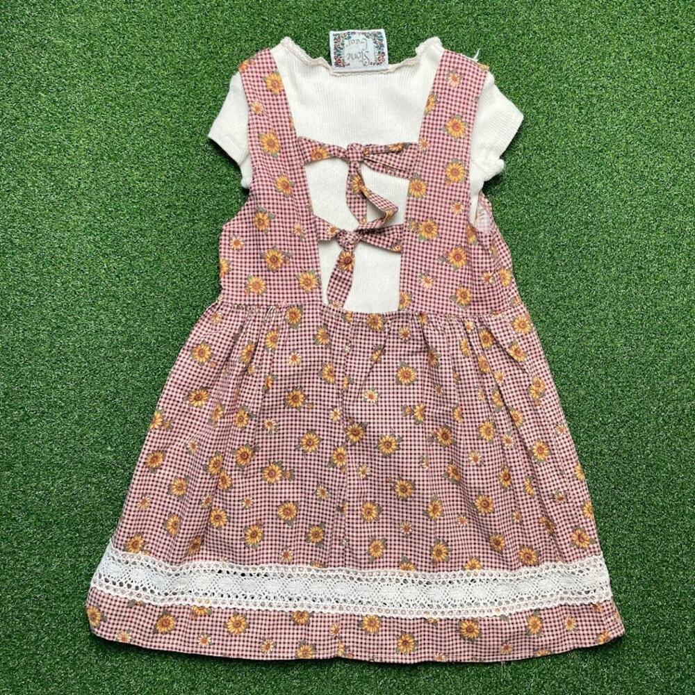 Vintage 90s Y2K Stone Gear Sunflower Girls Dress & T Shirt Set Sz 6 - Picture 2 of 4